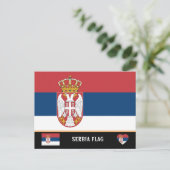 Servische vlag en Servië - reizen, vakantie/sport Briefkaart (Staand voorkant)