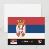 Servische vlag en Servië - reizen, vakantie/sport Briefkaart (Voorkant / Achterkant)