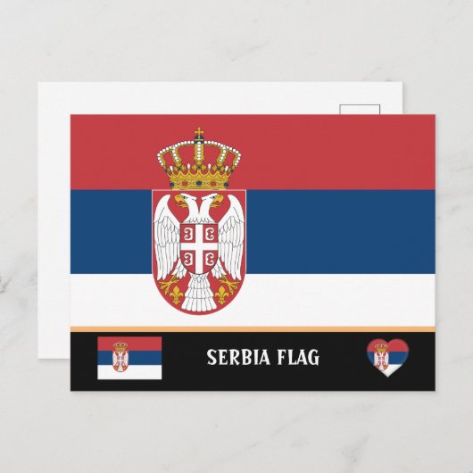 Servische vlag en Servië - reizen, vakantie/sport Briefkaart (Voorkant / Achterkant)