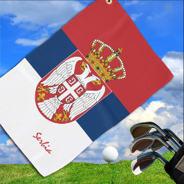 Servische vlag en Servië reizen, vakantie/sport Golfhanddoek
