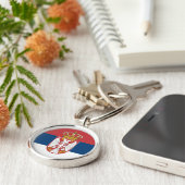 Servische vlag en Servische vakantie, reizen/sport Sleutelhanger (Zijkant)