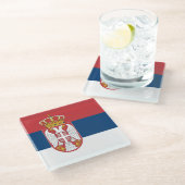 Servische vlag glazen onderzetter (Schuin)