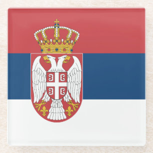 Servische vlag glazen onderzetter