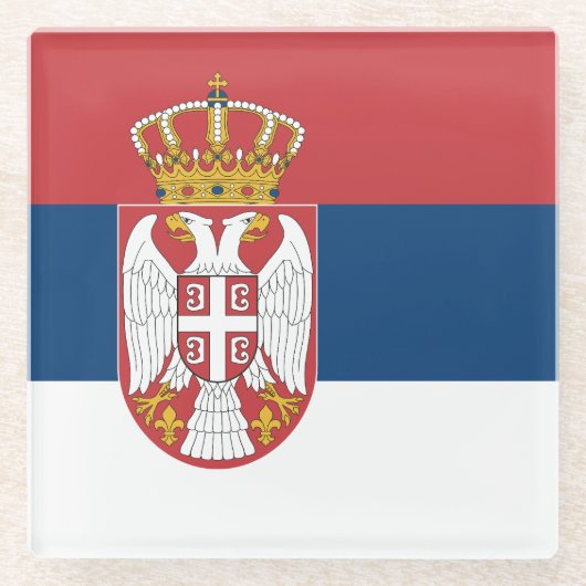 Servische vlag glazen onderzetter (Voorkant)