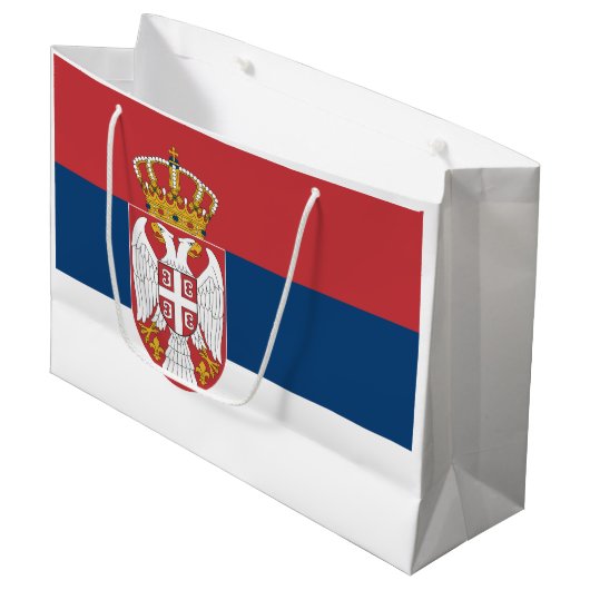Servische vlag groot cadeauzakje (Voorkant Gekanteld)