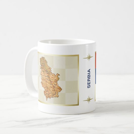 Servische vlag + kaartMok Koffiemok (Voorkant links)