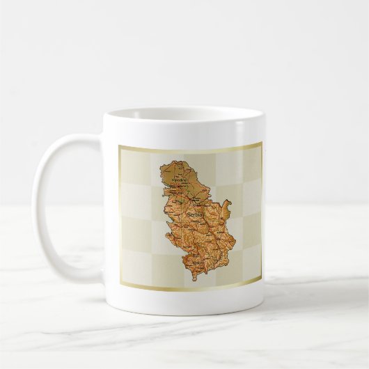 Servische vlag + kaartMok Koffiemok (Links)