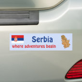 Servische Vlag + Landkaart Bumpersticker (Op auto)