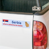Servische Vlag + Landkaart Bumpersticker (Op Truck)