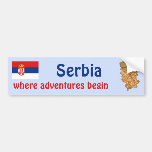 Servische Vlag + Landkaart Bumpersticker (Voorkant)