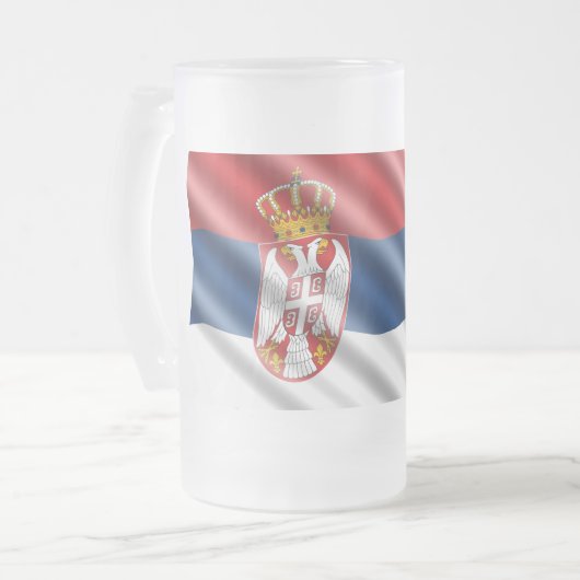 Servische vlag matglas bierpul (Voorkant links)