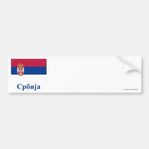 Servische vlag met naam in Servisch Bumpersticker