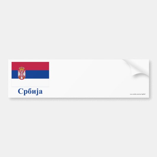 Servische vlag met naam in Servisch Bumpersticker (Voorkant)