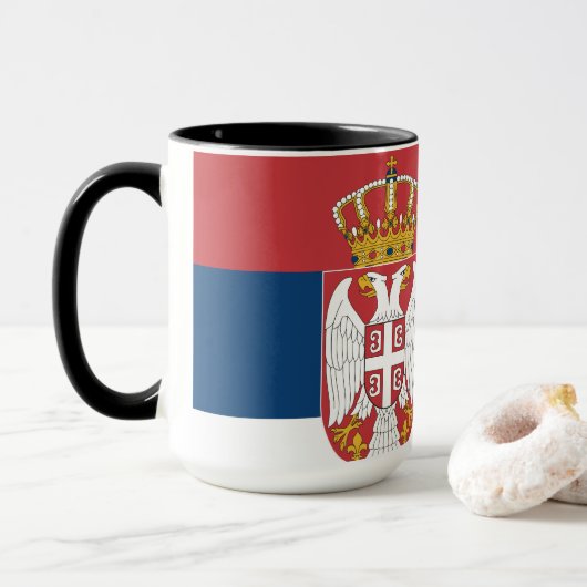 Servische vlag mok (Met donut)