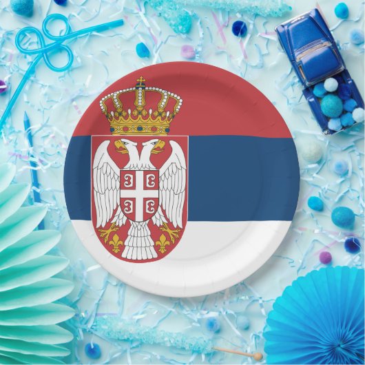 Servische vlag papieren bordje (Feest)