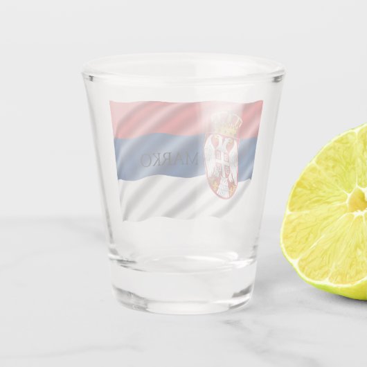 Servische vlag, patriottisch shot glas (Achterkant)