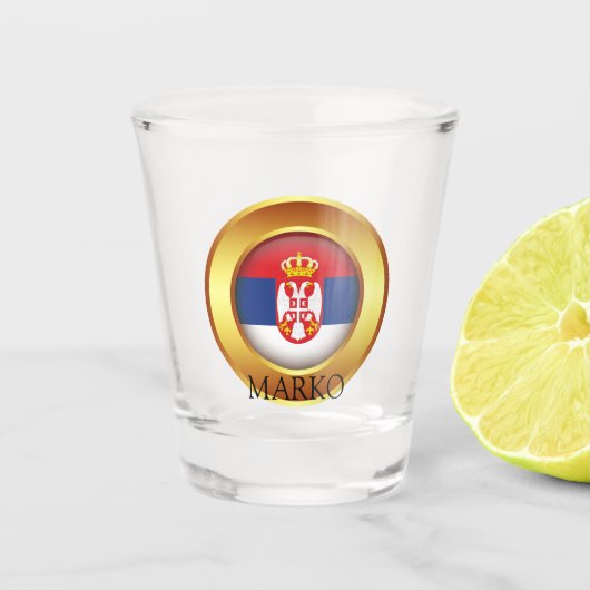 Servische vlag, patriottisch shot glas (Voorkant)
