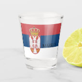 Servische vlag, patriottisch shot glas (Voorkant)