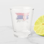 Servische vlag, penseelstreek, Servische vlag Shot Glas (Achterkant)