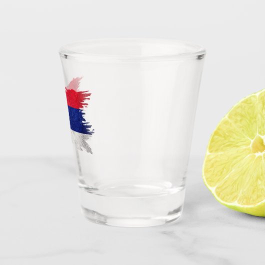 Servische vlag, penseelstreek, Servische vlag Shot Glas (Rechts)