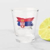 Servische vlag, penseelstreek, Servische vlag Shot Glas (Voorkant)
