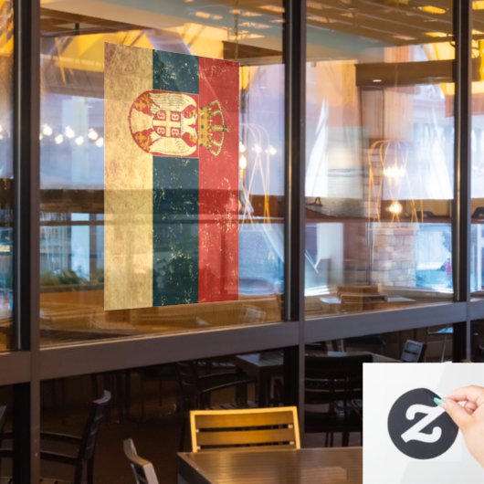 Servische vlag raamsticker (Restaurant Raam)
