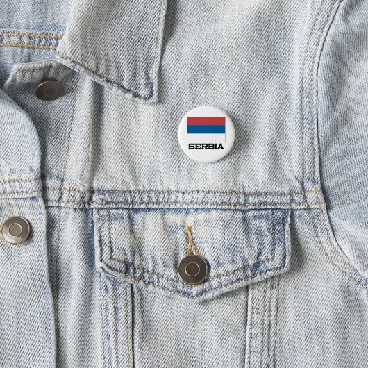 Servische vlag ronde button 3,2 cm (In situ)