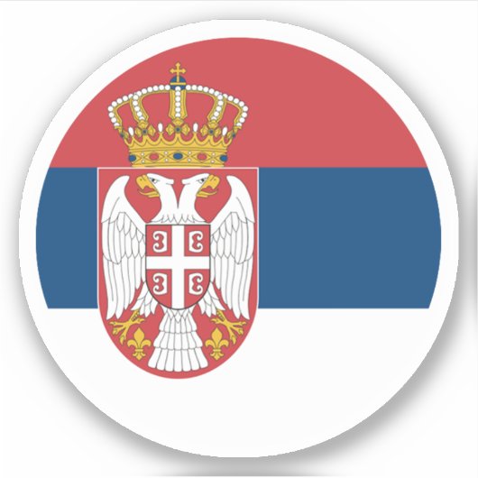 Servische Vlag Ronde Sticker (Voorkant)