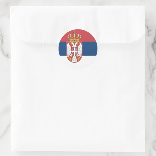 Servische vlag ronde sticker (Tas)