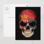 Servische vlag schedel op zwart briefkaart (Voorkant / Achterkant)