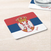 Servische vlag & Servië bruiloft, feest / sport Kartonnen Onderzetters (Schuin)