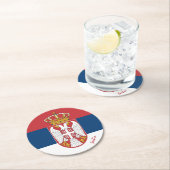 Servische vlag & Servië bruiloft, feest / sport Ronde Kartonnen Onderzetter (Insitu)