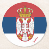 Servische vlag & Servië bruiloft, feest / sport Ronde Kartonnen Onderzetter (Voorkant)