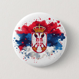 Servische vlag Servië Ronde Button 5,7 Cm