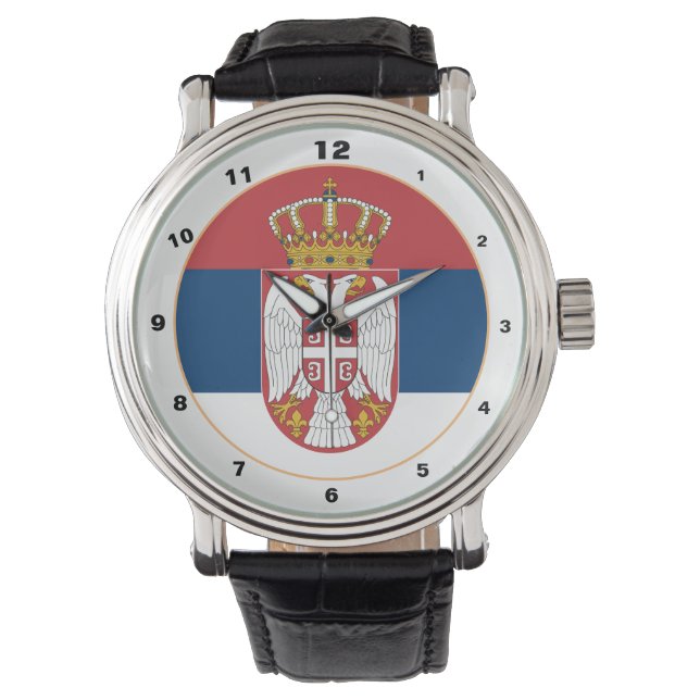 Servische vlag & Servië trendy mode / design horlo Horloge (Voorkant)