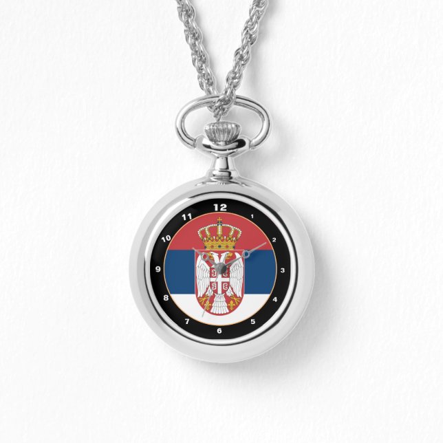 Servische vlag & Servië trendy mode / design Horloge (Voorkant)