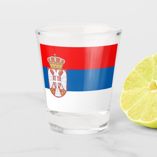 Servische vlag shot glas (Voorkant)