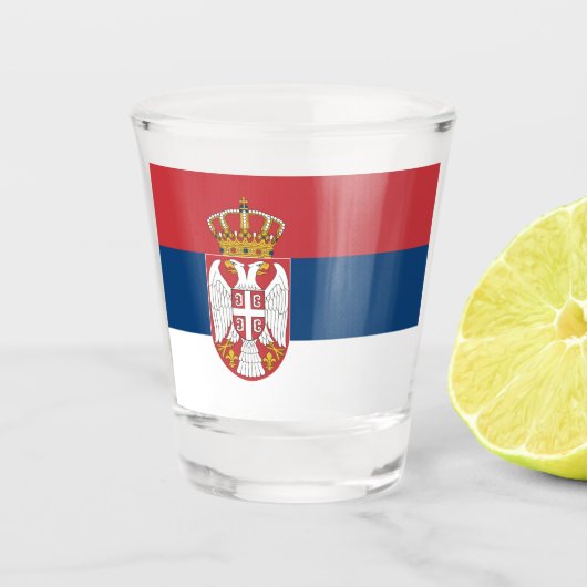 Servische vlag shot glas (Voorkant)