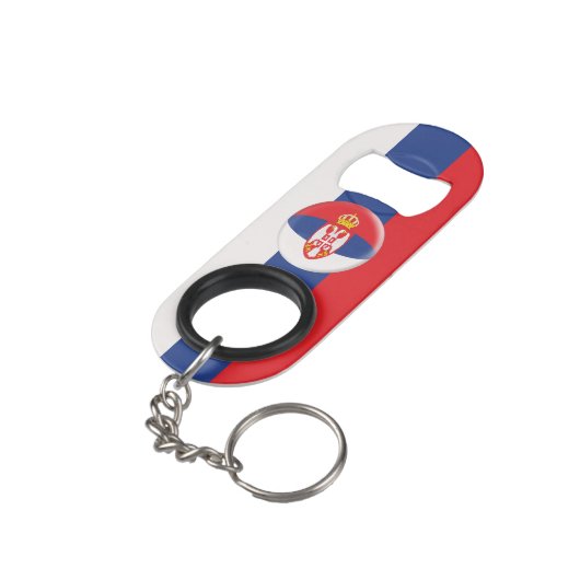 Servische vlag sleutelhanger flessenopener (Achterkant Gekanteld)