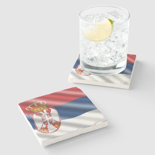 Servische vlag stenen onderzetter (Zijkant)