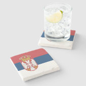 Servische vlag stenen onderzetter (Zijkant)