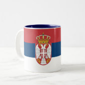 Servische vlag tweekleurige koffiemok (Voorkant links)