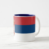 Servische vlag tweekleurige koffiemok (Voorkant rechts)
