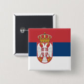 Servische vlag vierkante button 5,1 cm (Voorkant /achterkant)