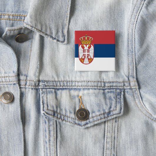 Servische vlag vierkante button 5,1 cm (In situ)