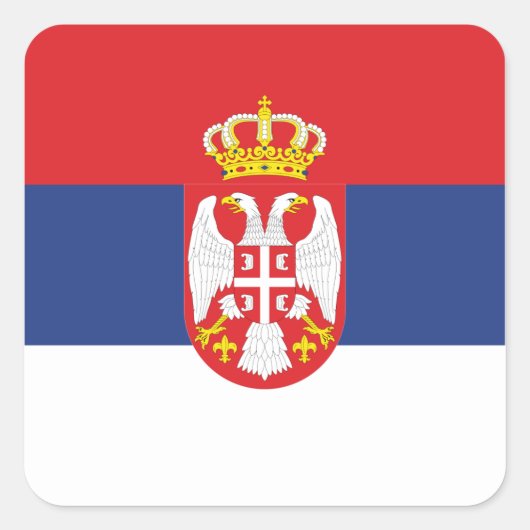 Servische vlag vierkante sticker (Voorkant)