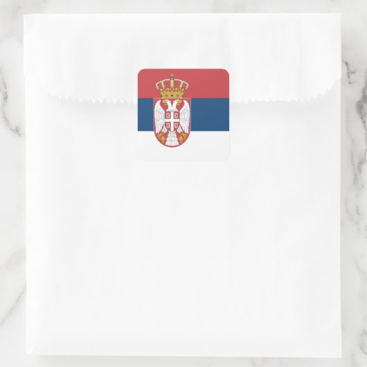 Servische vlag vierkante sticker (Tas)
