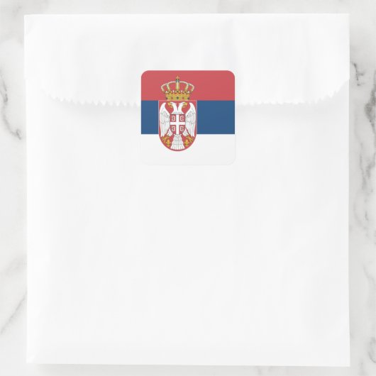 Servische vlag vierkante sticker (Tas)