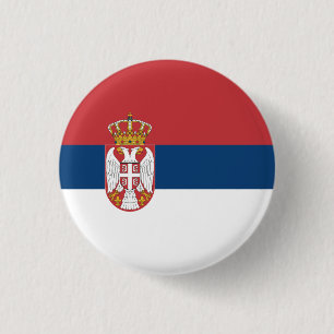 Servische vlag, Vlag van Servië Ronde Button 3,2 Cm
