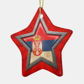 Servische vlagster met lichtstralen keramisch ornament (Links)